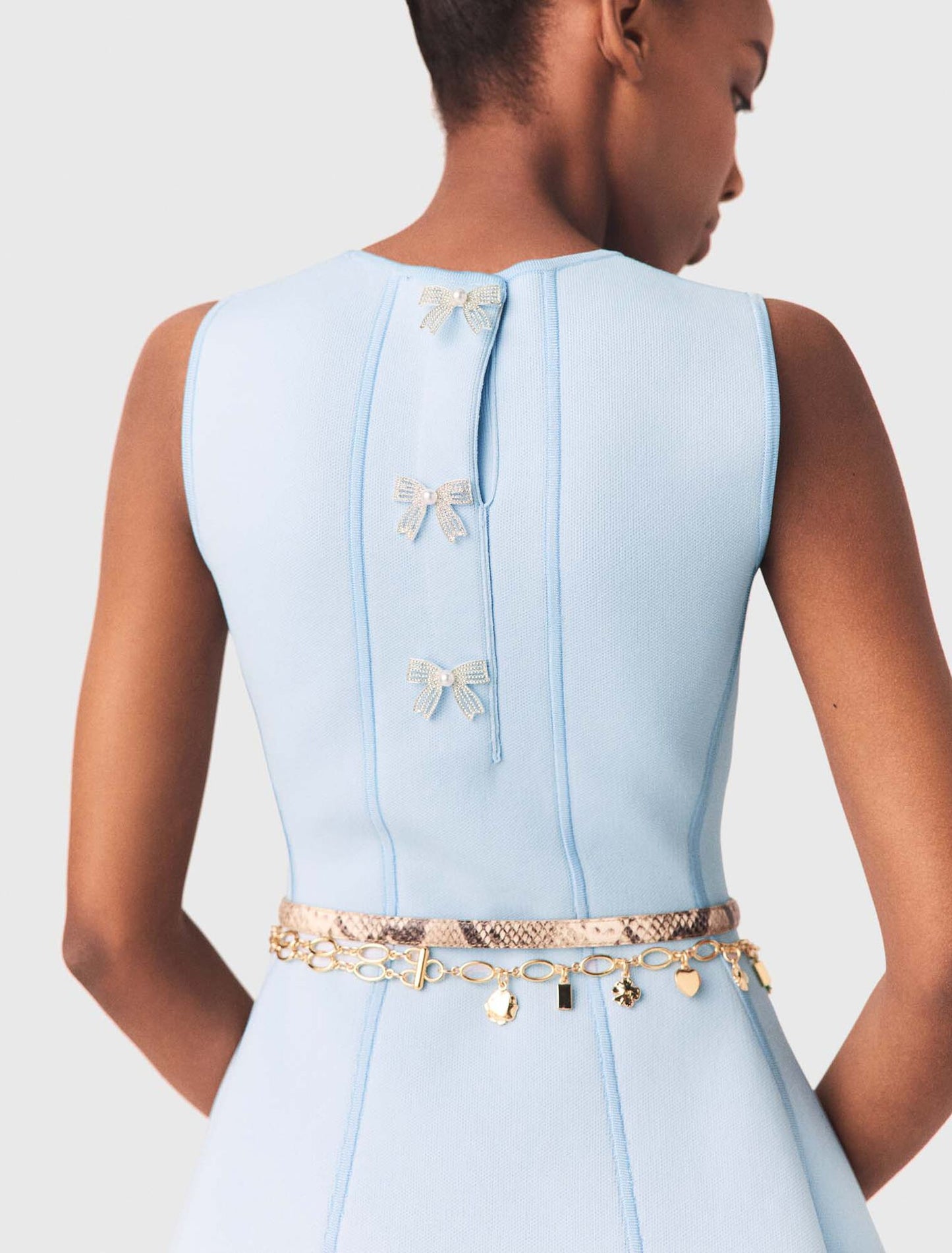 Skater dress with jewelled bows