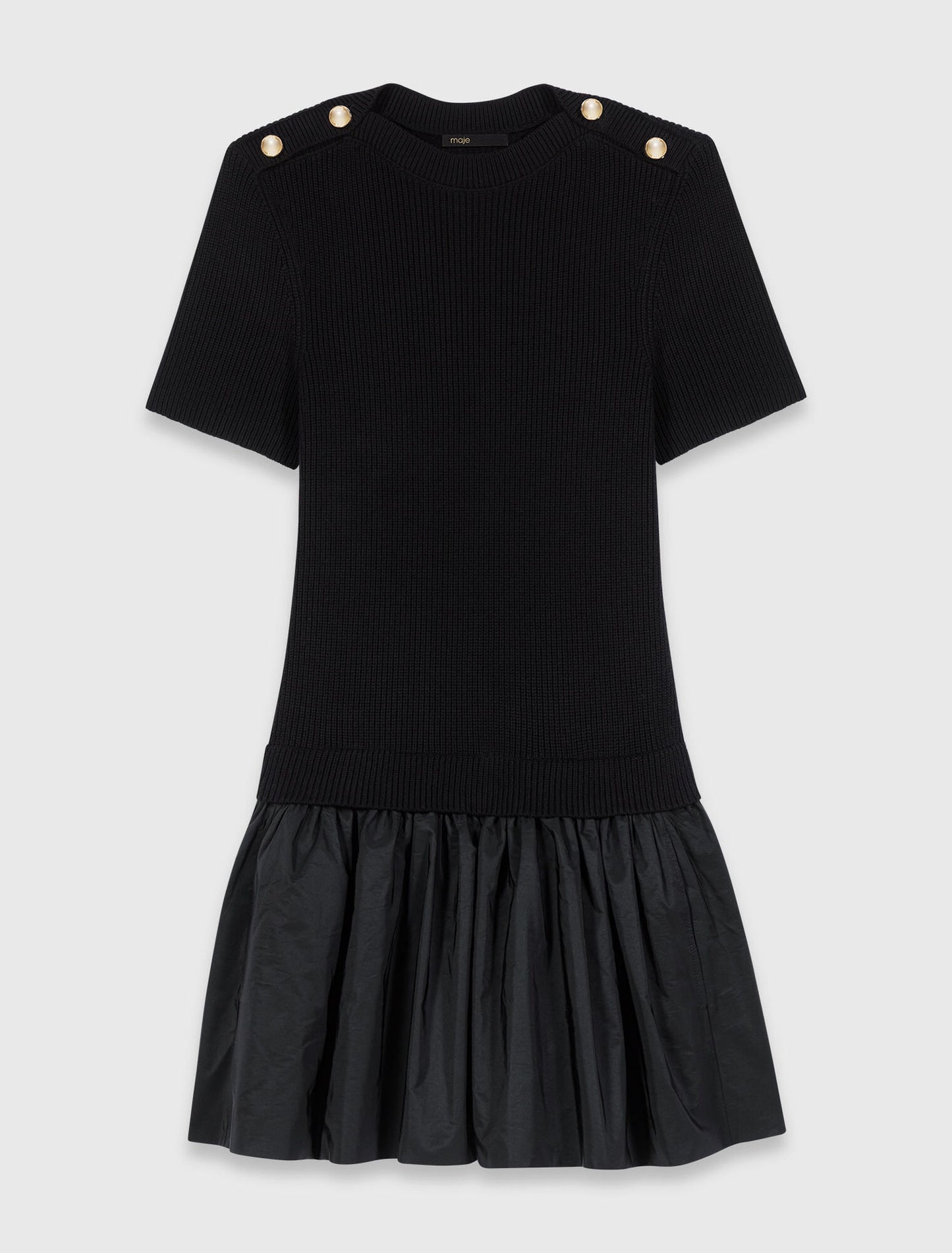 Short knit and taffeta dress