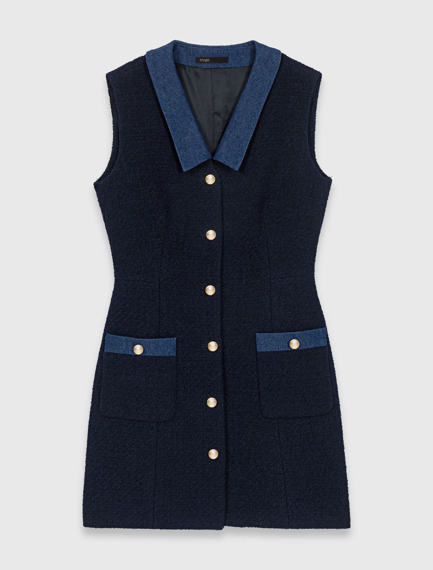 Tweed dress with denim details
