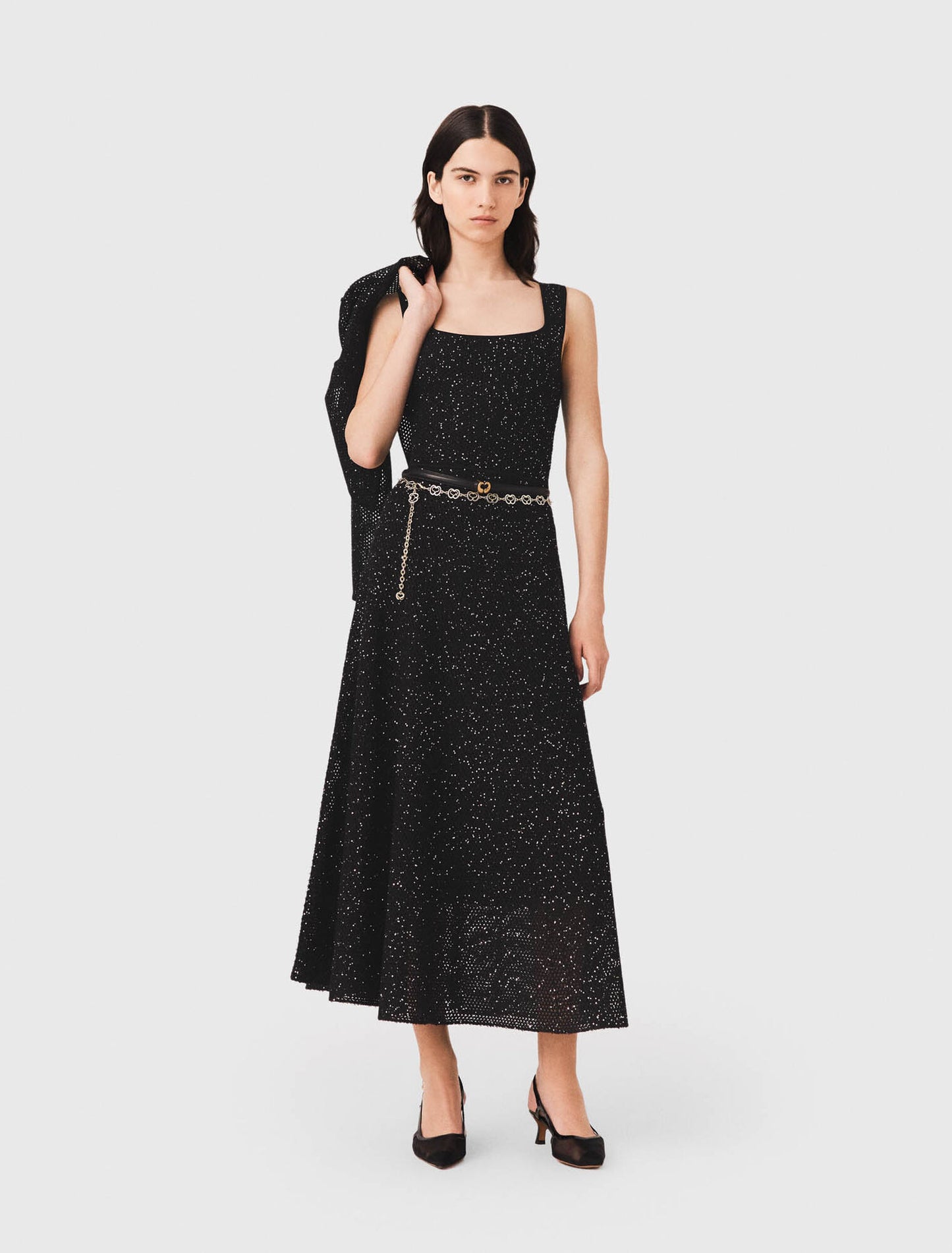 Rhinestone knit maxi dress