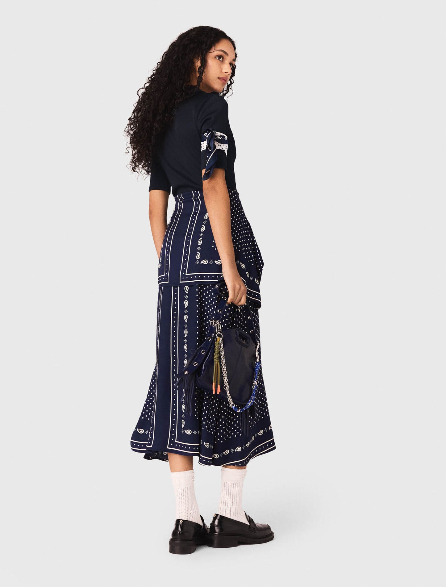Patterned mixed-material dress