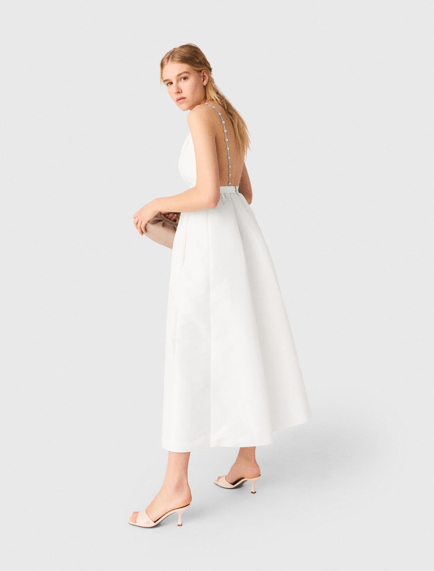 Jewelled taffeta maxi dress