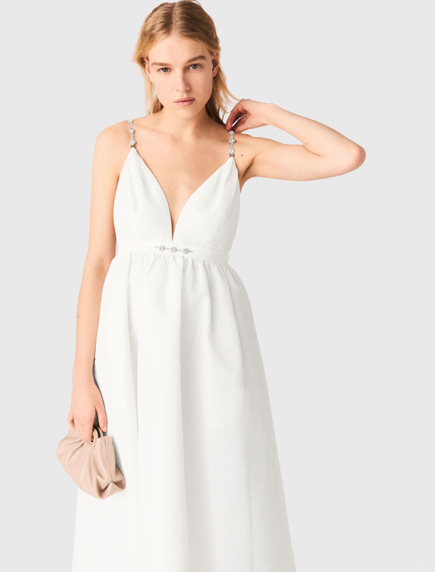 Jewelled taffeta maxi dress
