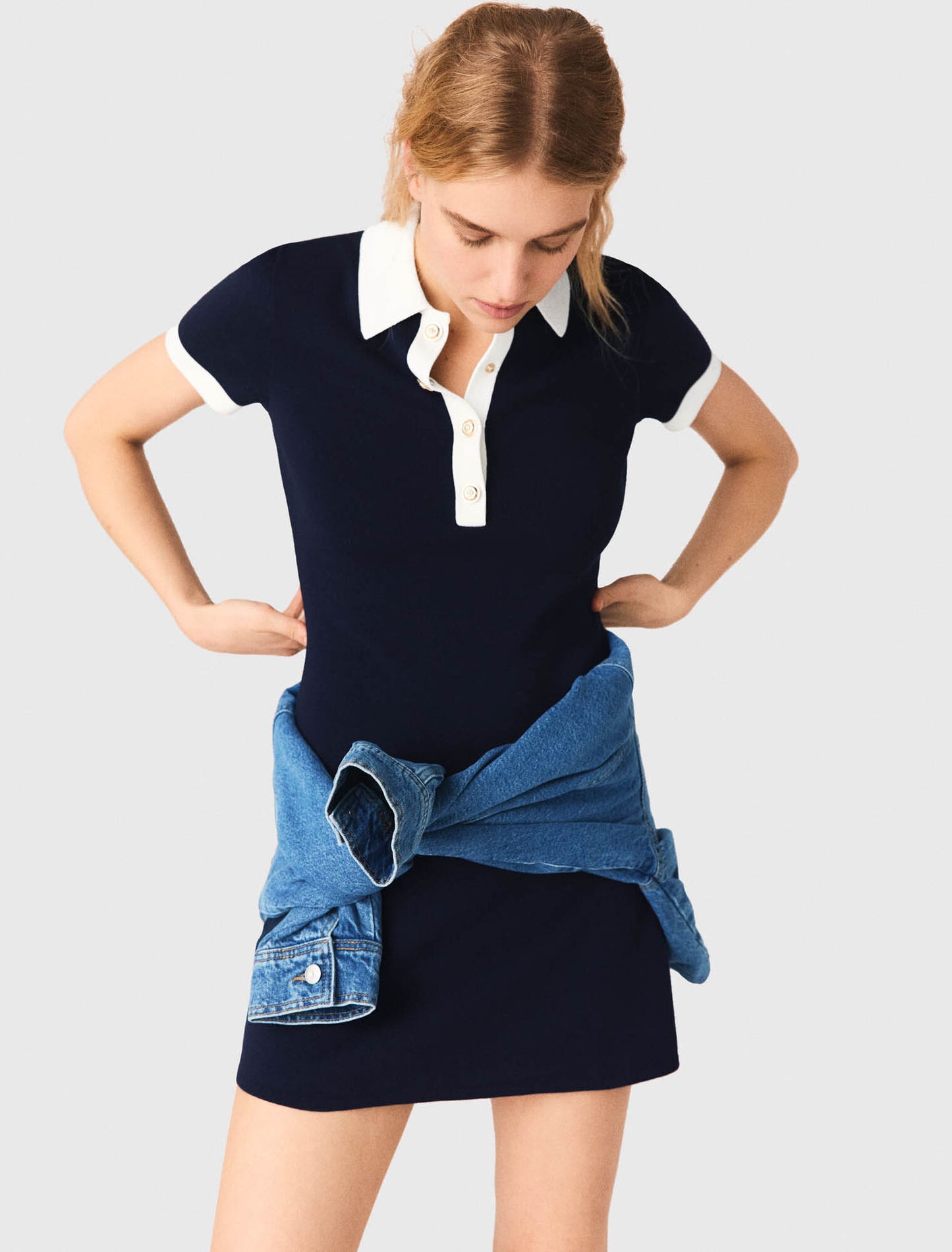 Contrast-trim polo dress