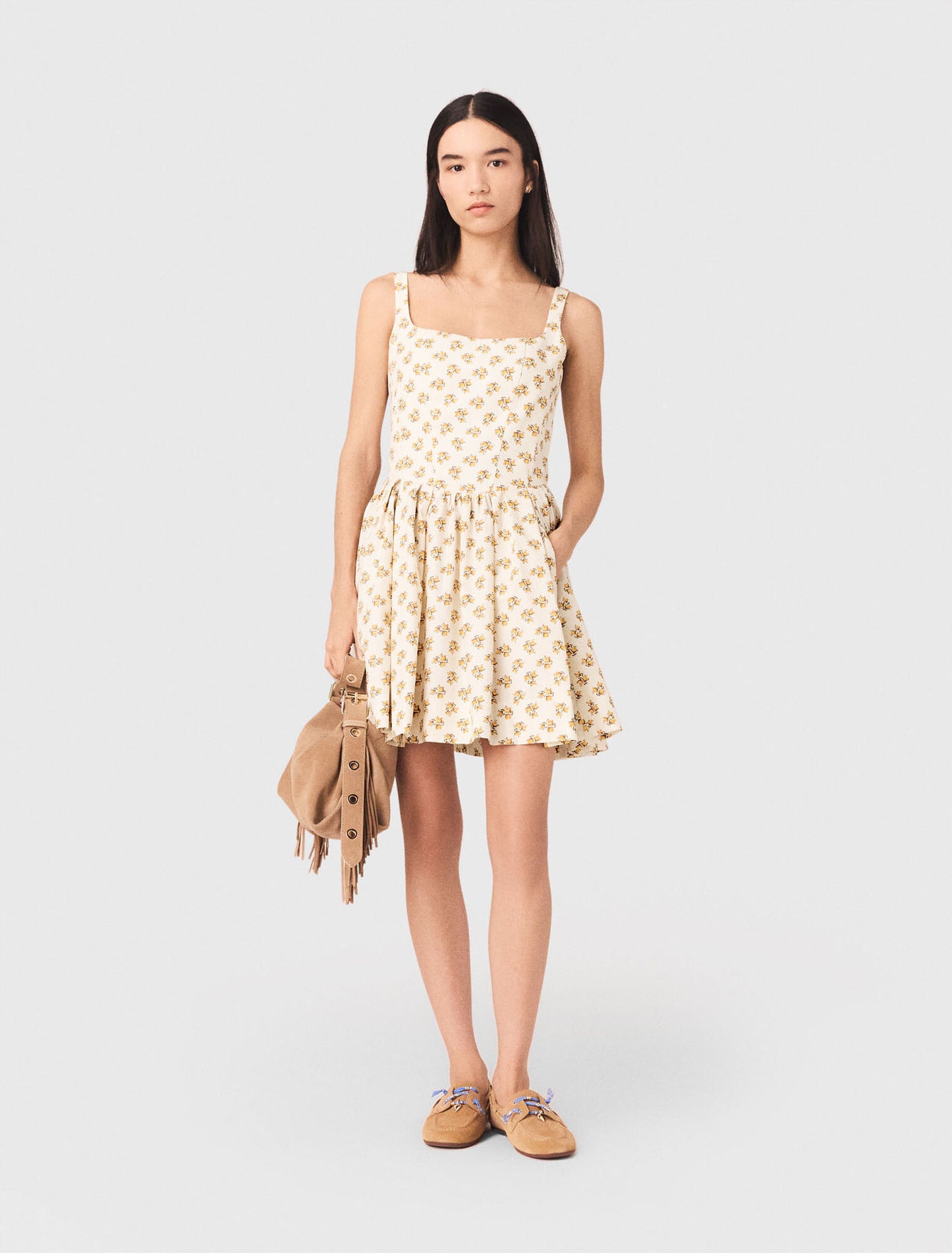 Short flared patterned dress