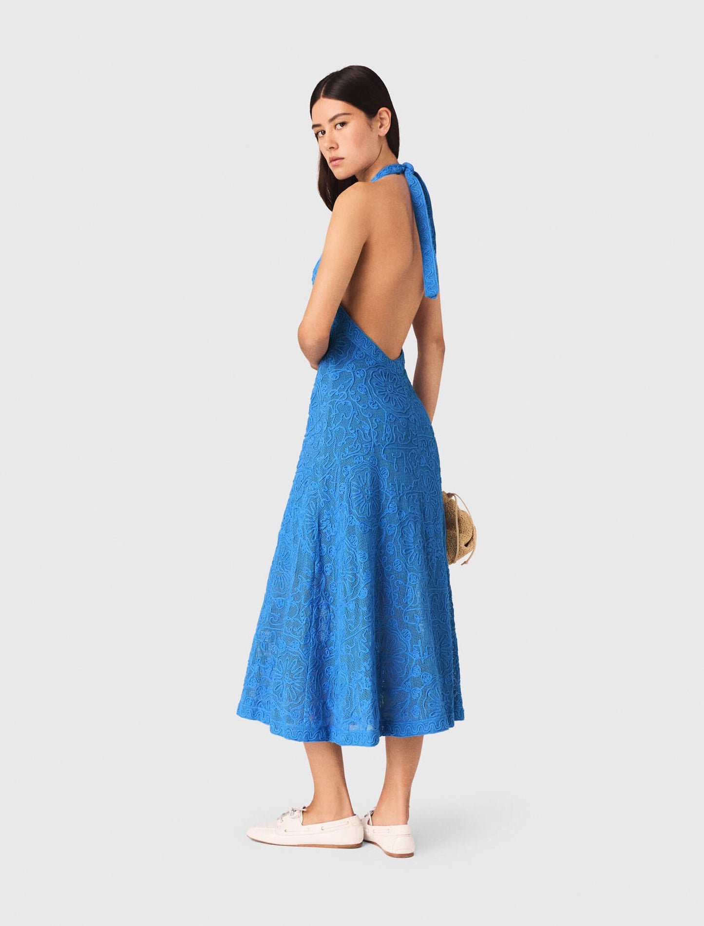 Backless guipure maxi dress