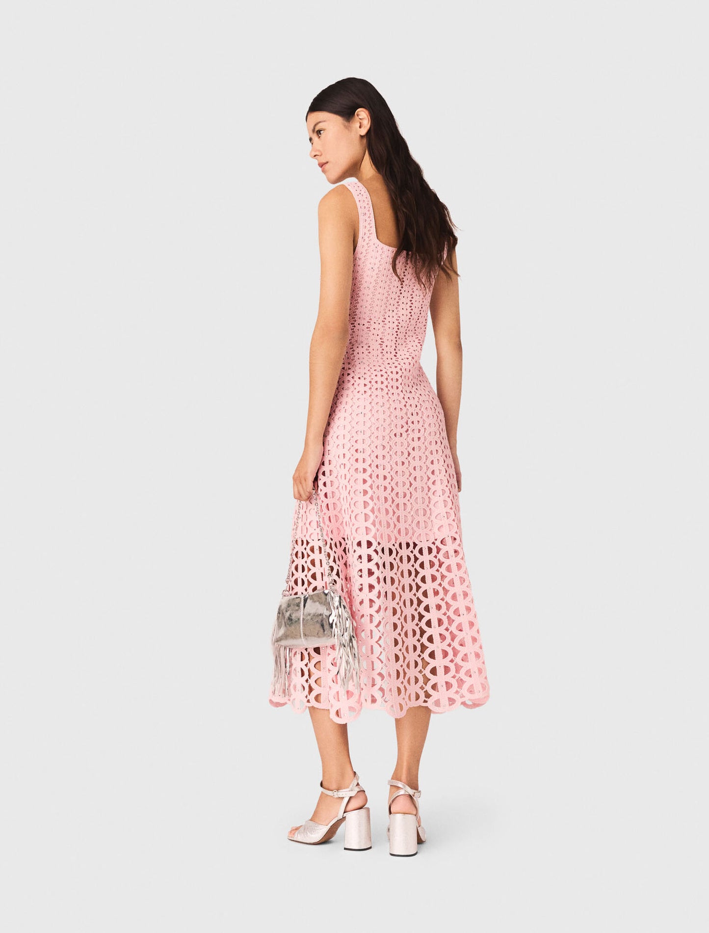 Rhinestone crochet midi dress