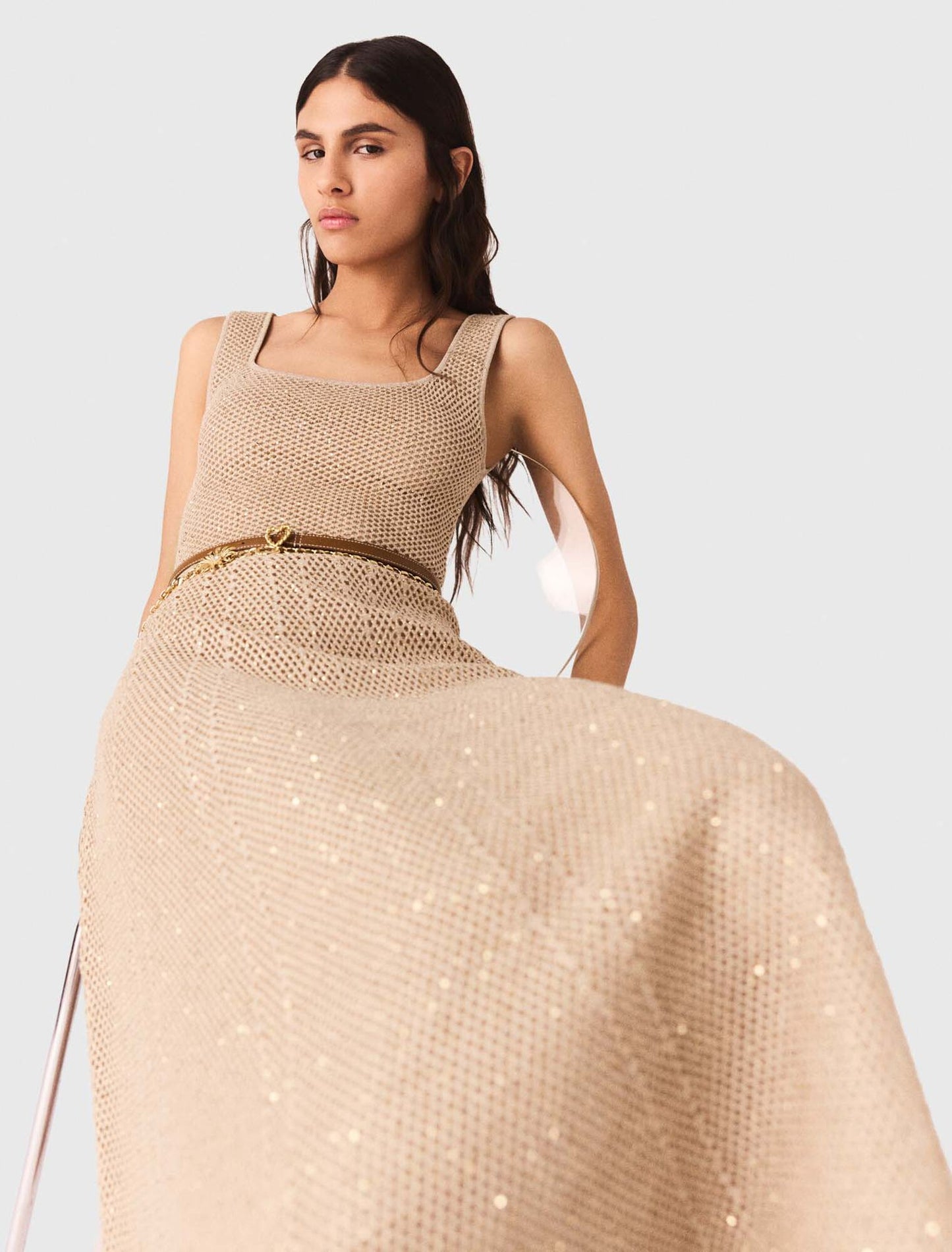 Rhinestone knit maxi dress