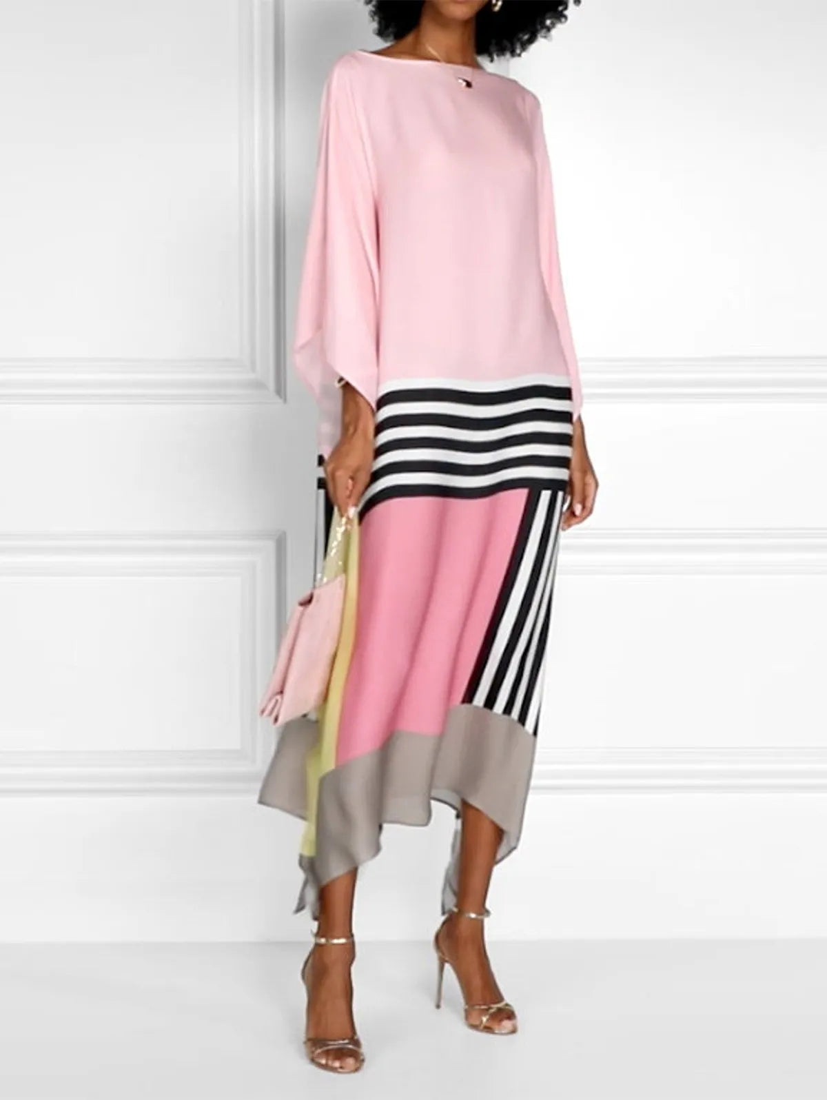Pink kaftan with candy stripes