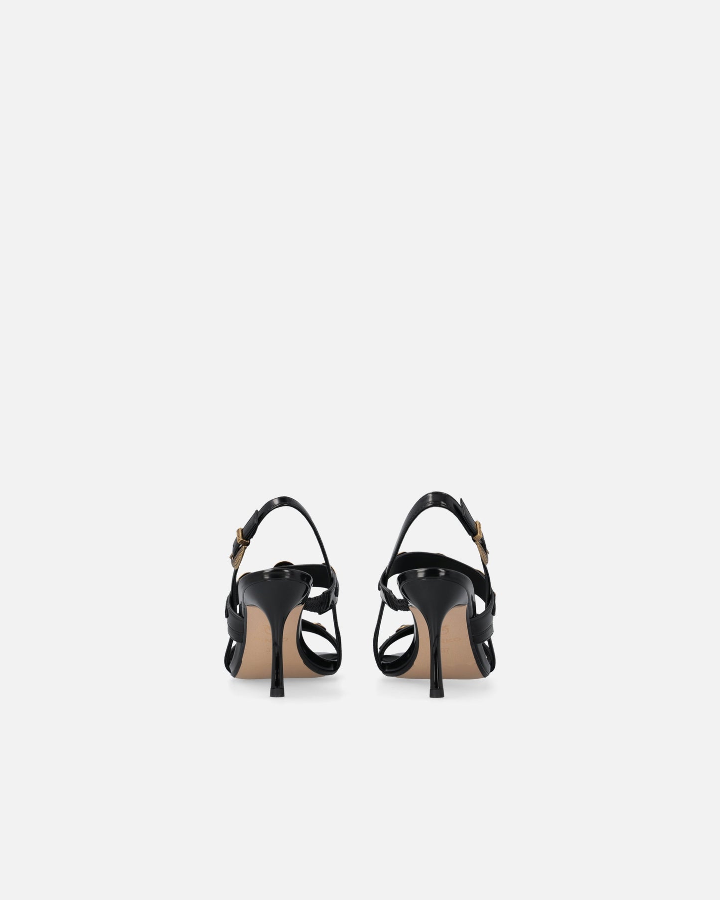 High slingback sandals with straps and studs