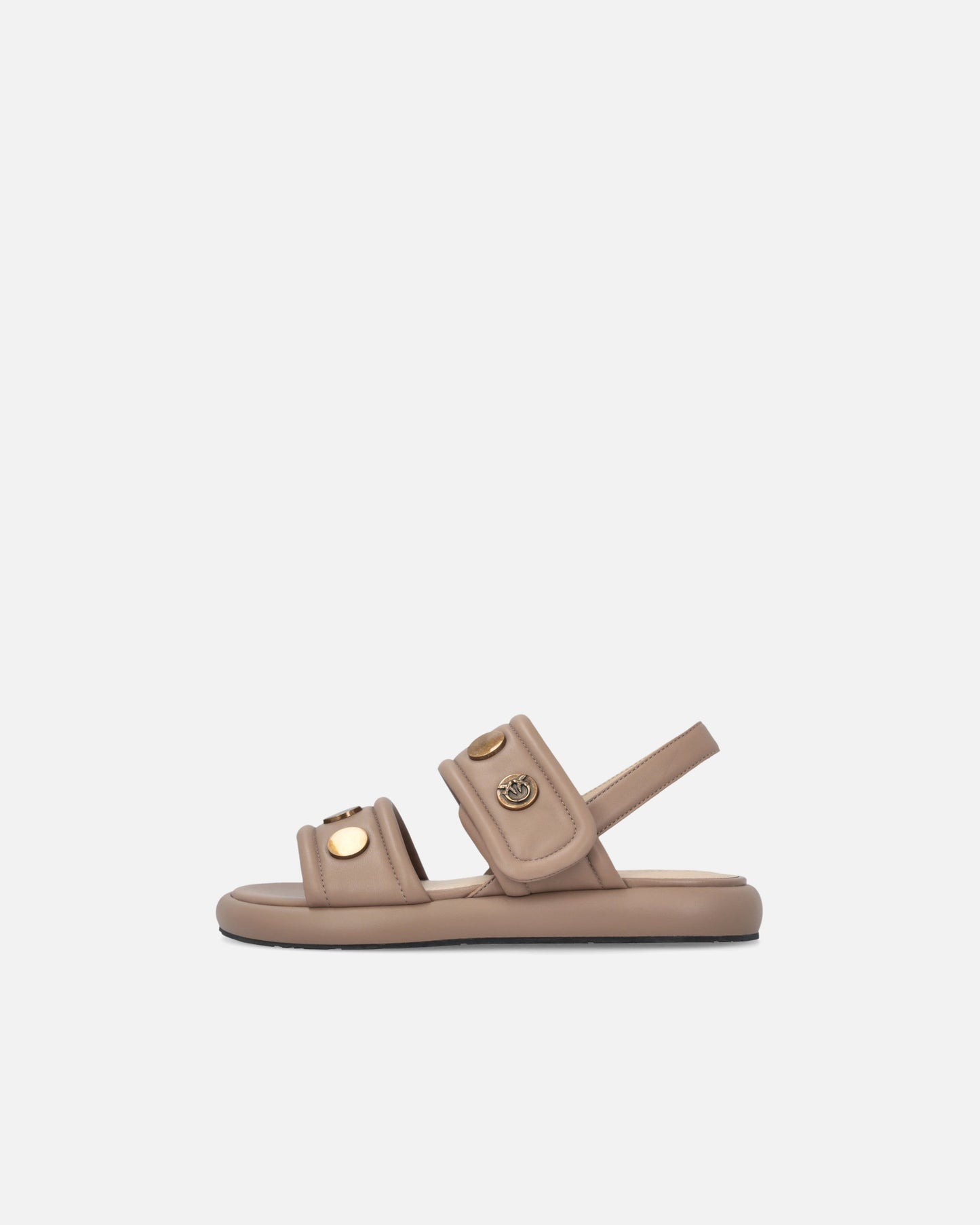 Padded nappa leather sandals with metallic details