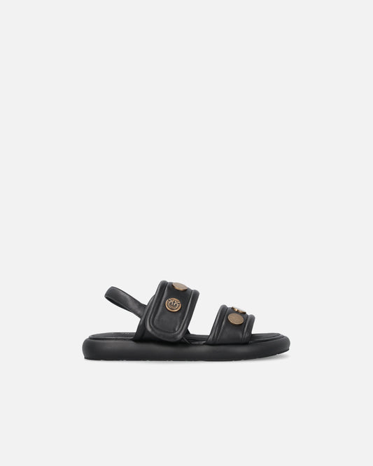 Padded nappa leather sandals with metallic details