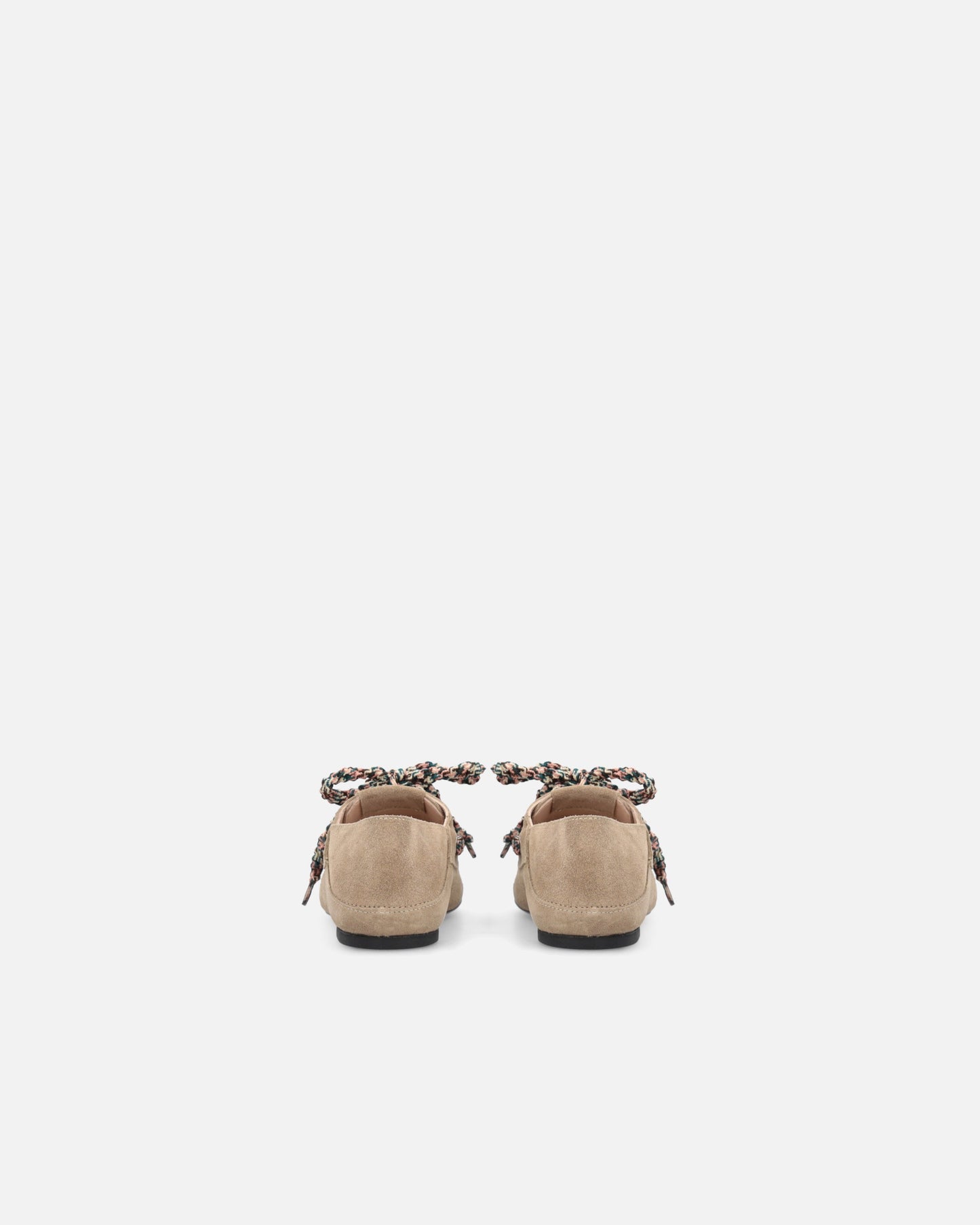 Suede moccasins with multicoloured laces