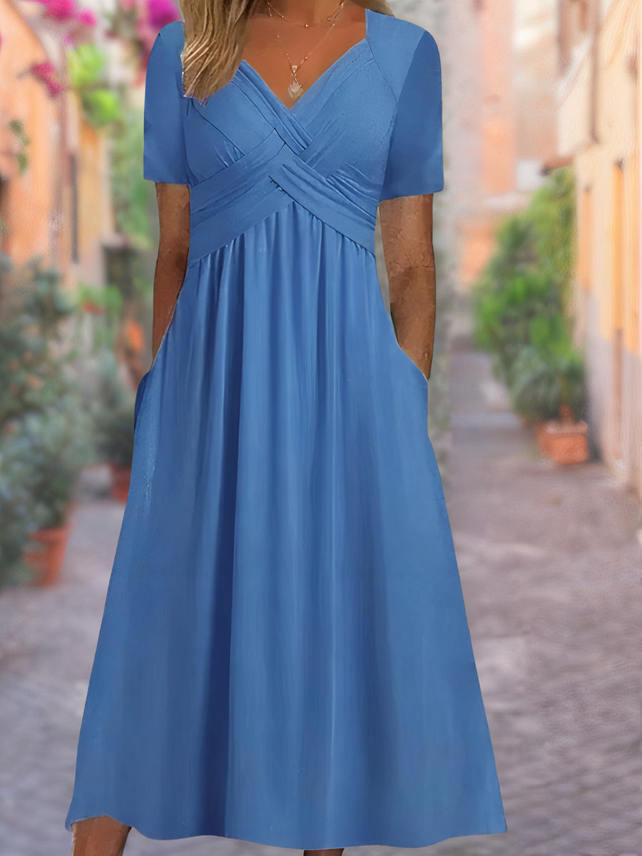 Bequemes V-Ausschnitt-Kleid