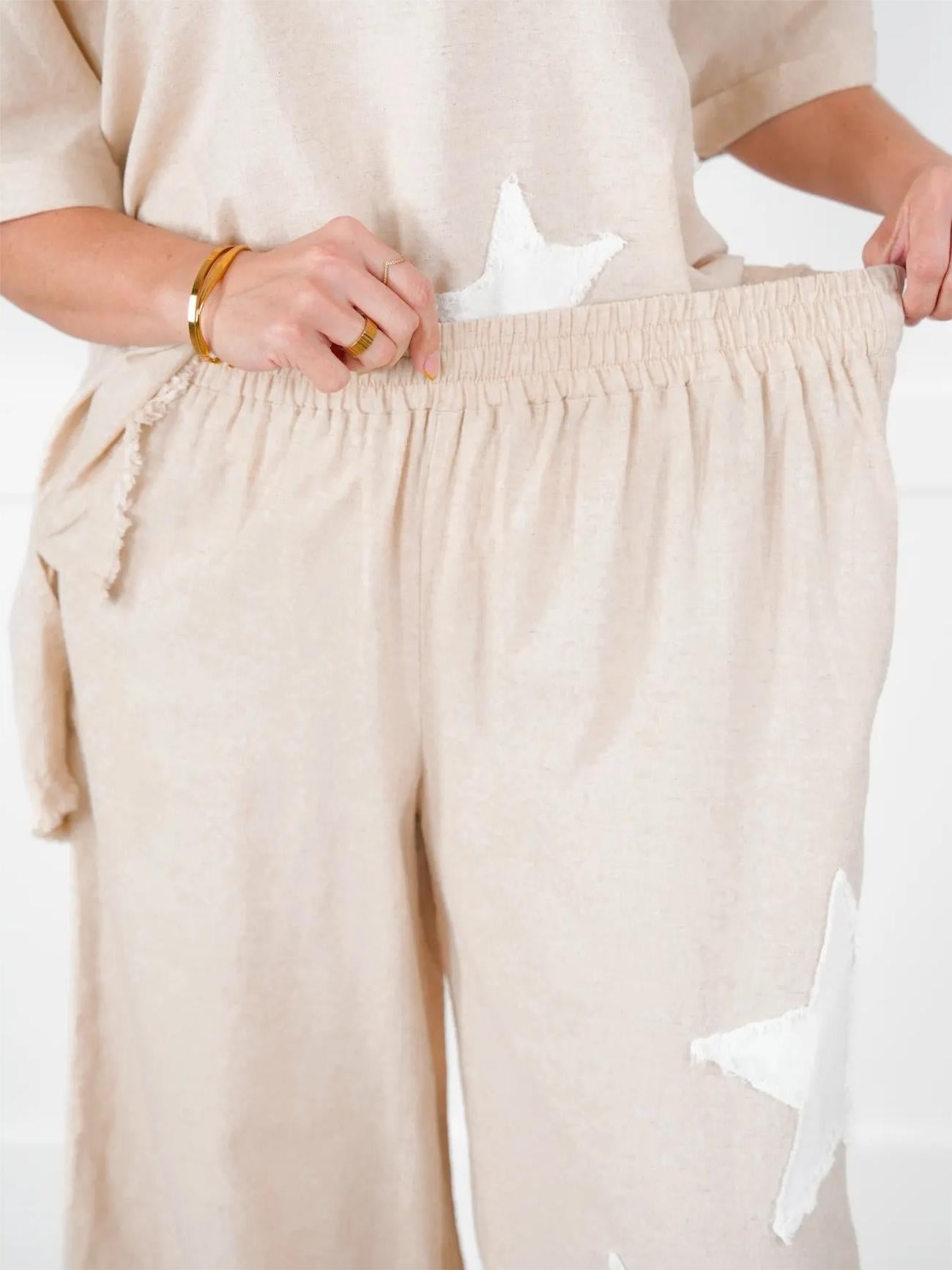 Zweiteiler-Set für Damen mit Stern-Patch im Freizeit-Stil (2 kaufen, kostenloser Versand)