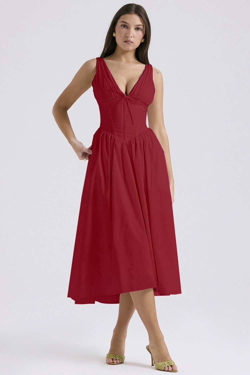 Elegantes V-Ausschnitt Schwingkleid mit Blumenmuster🌺Kaufe 2, versandkostenfrei